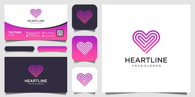 Elementos de plantilla de icono de símbolo de corazón. Concepto de logotipo de atención médica. Icono de logotipo de citas. modelo. tarjeta de visita