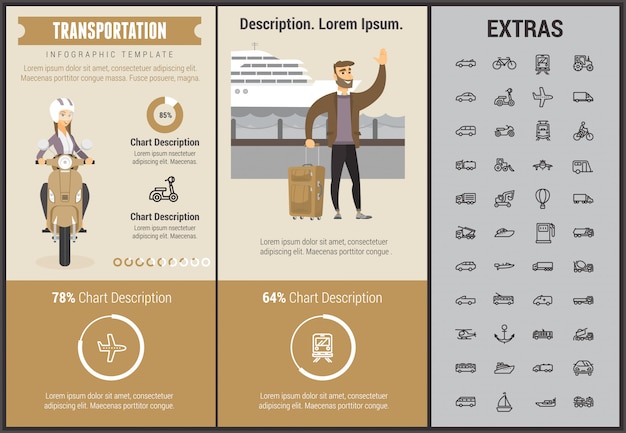 Elementos y plantilla de infografía de transporte