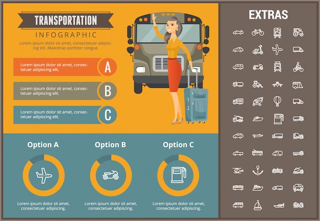 Vector elementos y plantilla de infografía de transporte