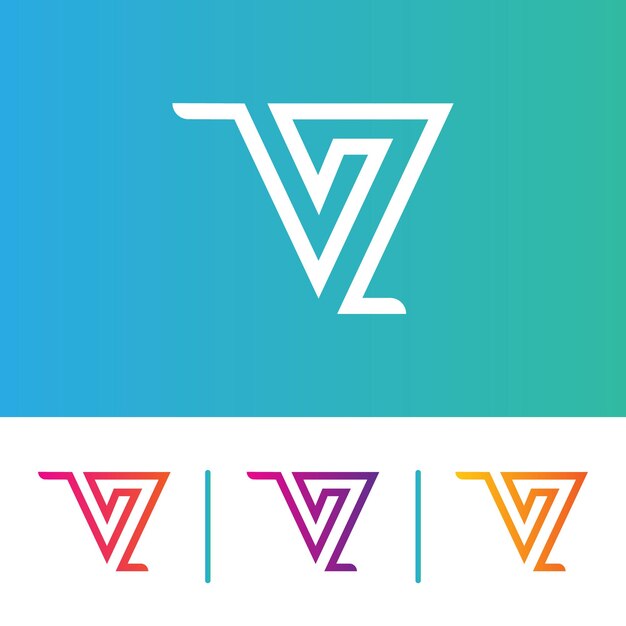 Elementos de plantilla de vector de icono de logotipo de letra V coloridos únicos y modernos Forma corporativa