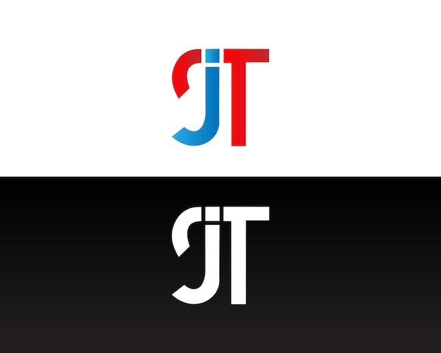 Elementos de plantilla vectorial de diseño de logotipo JT de letra inicial abstracta