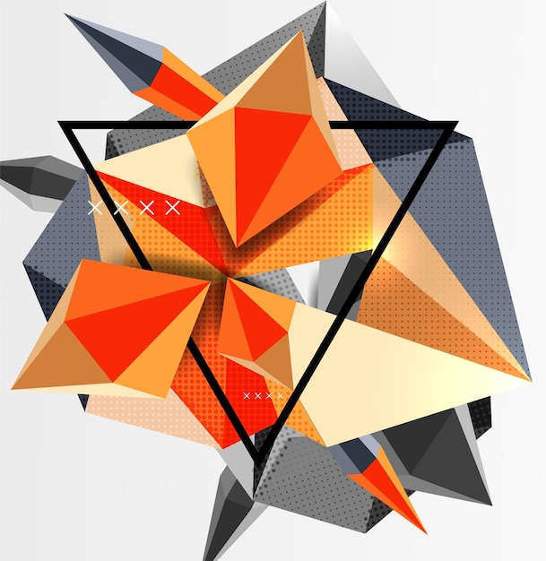 Elementos poligonales 3d fondo abstracto con textura vectorial plantilla moderna