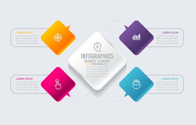 elementos para presentación de infografías y pasos de gráficos o opciones de procesos número pasos de plantilla de flujo de trabajo