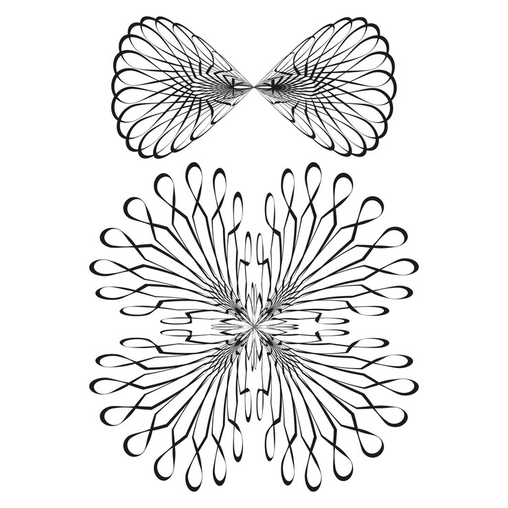 Vector elementos radiales semicírculos diseño de líneas vectoriales negro sobre fondo blanco estilo de forma simétrica