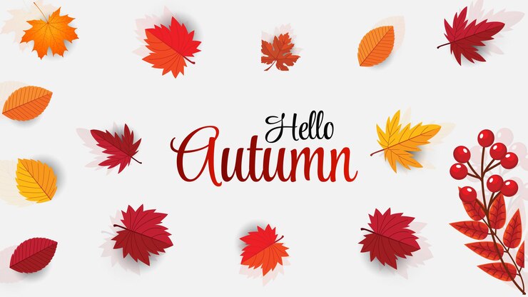 Elementos realistas hola otoño con hojas vector de fondo
