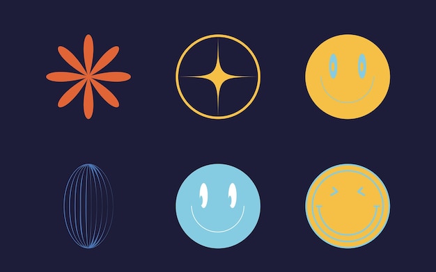 Elementos retro futuristas para el diseño Activos gráficos extraordinarios Elementos ciberpunk