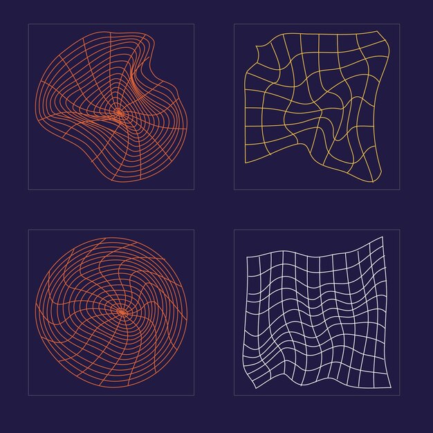 Elementos retro futuristas para el diseño Adornos gráficos retro futuristas Elementos Cyberpunk