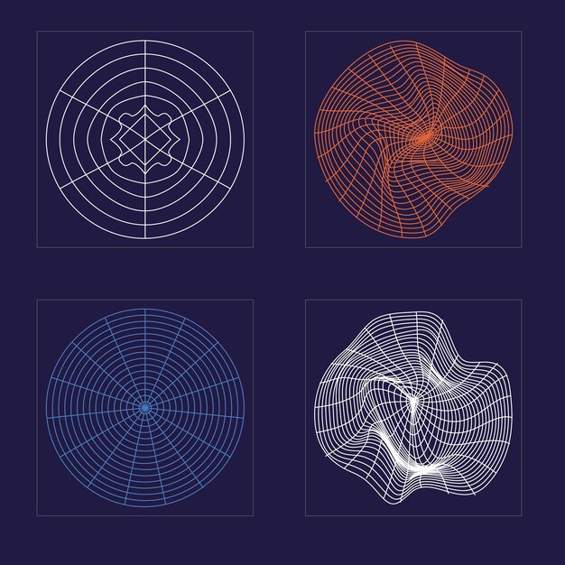Elementos retro futuristas para el diseño Adornos gráficos retro futuristas Formas abstractas modernas