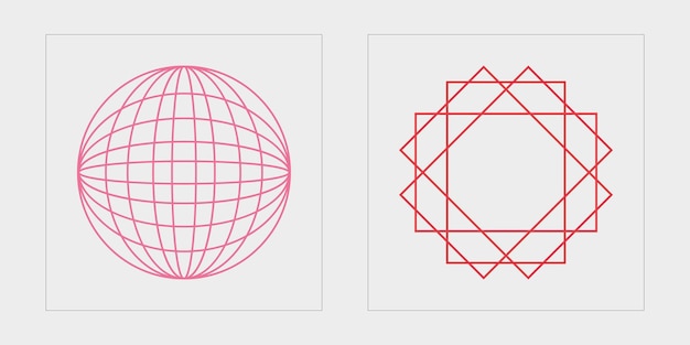 Elementos retro futuristas para el diseño Adornos gráficos retro futuristas Formas abstractas modernas