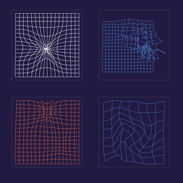 Elementos retro futuristas para el diseño Brutalismo formas de estrellas y flores Formas abstractas modernas