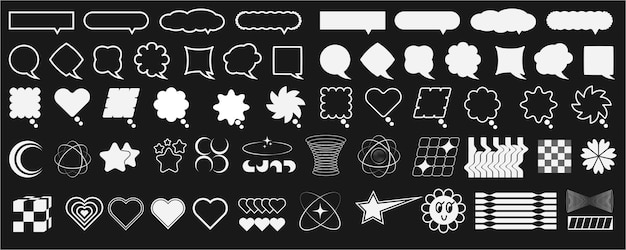 Elementos retro futuristas para el diseño Colección de objetos y símbolos geométricos gráficos abstractos