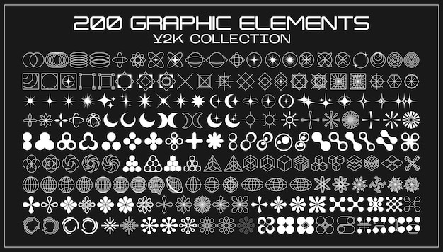 Elementos retro futuristas para el diseño Colección de objetos y símbolos geométricos gráficos abstractos