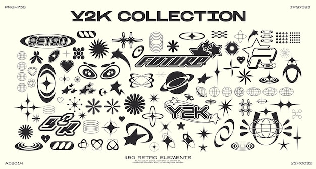 Elementos retro futuristas para el diseño Colección de objetos y símbolos geométricos gráficos abstractos
