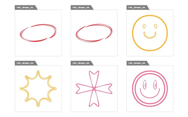 Elementos retro futuristas para el diseño Conjunto futurista retro psicodélico Rave Formas abstractas modernas