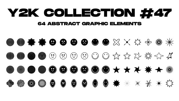 Elementos retro futuristas para el diseño Conjunto de objetos abstractos en estilo y2k