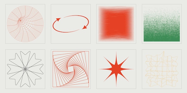 Elementos retro futuristas para diseño Elementos de activos gráficos extraordinarios para decoración gráfica