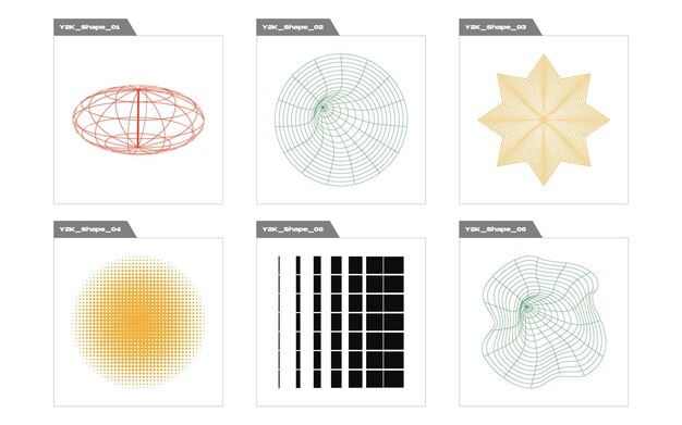 Elementos retro futuristas para el diseño Gran colección de símbolos geométricos gráficos abstractos Para camisetas modernas diseñadas