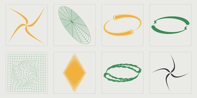 Elementos retro futuristas para el diseño Gran colección de símbolos geométricos gráficos abstractos Formas abstractas modernas