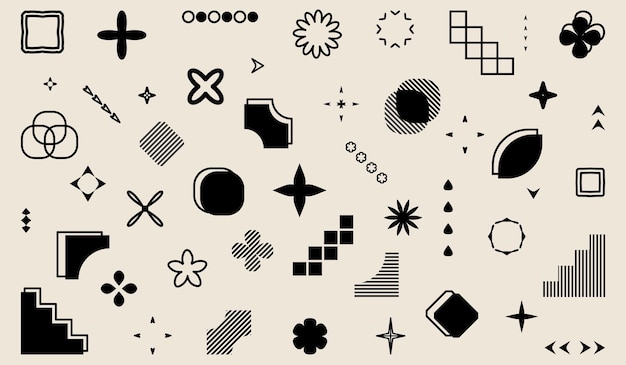 Elementos retro futuristas para el diseño. símbolos geométricos abstractos, formas y objetos en estilo y2k.
