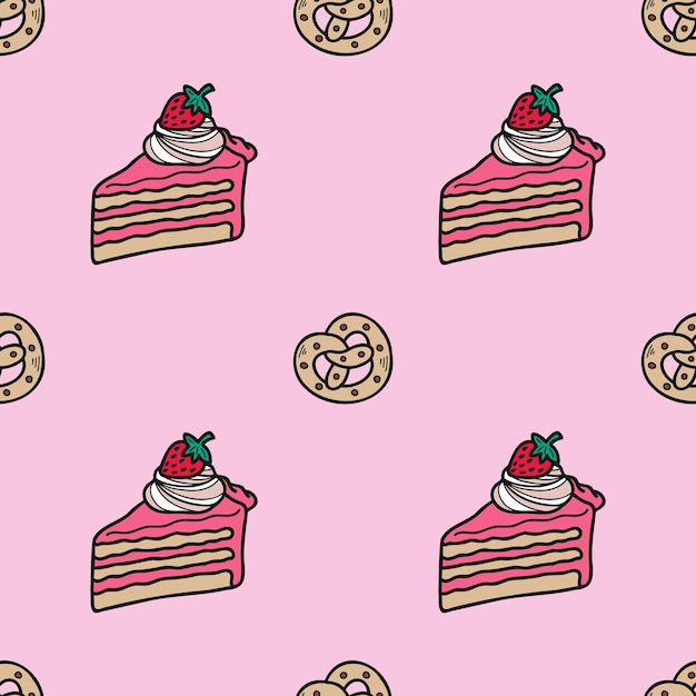 elementos rosados postre de fresa de patrones sin fisuras