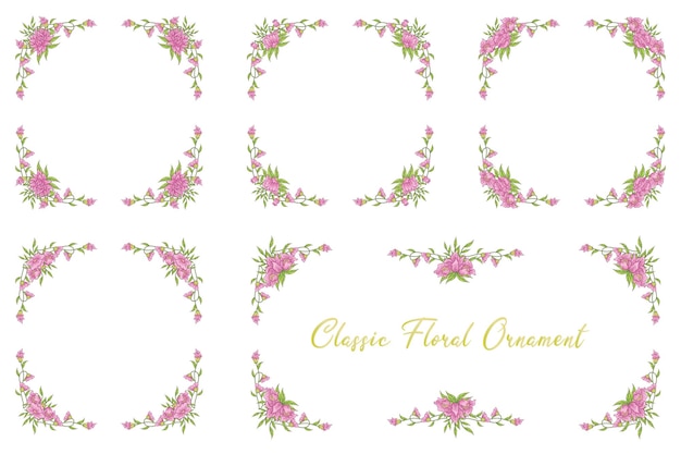 Elementos de separador de marcos de adornos vectoriales de boda vintage clásico floral para invitación de boda clásica vintage Doodle dibujado a mano