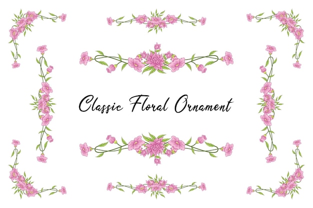 Elementos de separador de marcos de adornos vectoriales de boda vintage clásico floral para invitación de boda clásica vintage doodle dibujado a mano