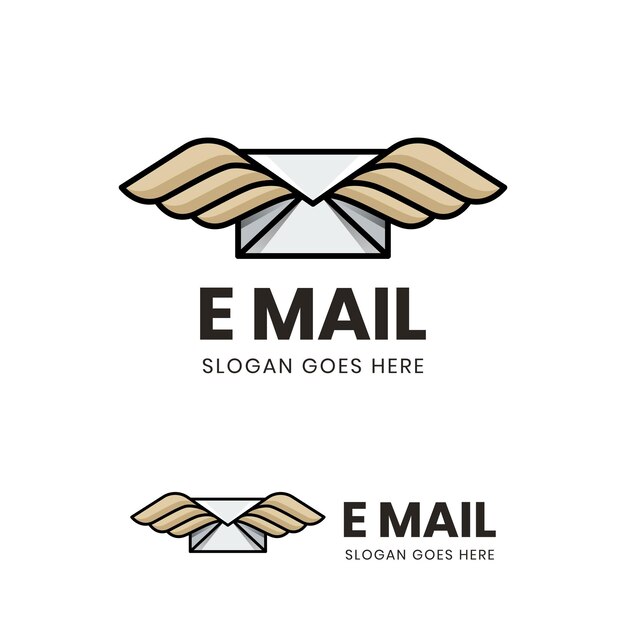 Elementos de símbolo de logotipo de correo electrónico vectorial. diseño de icono de logotipo de sobre de correo con alas