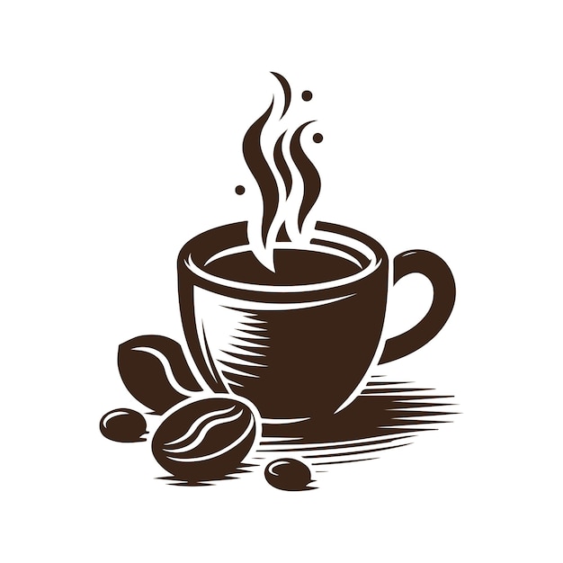 Elementos de la taza de café dibujados a mano