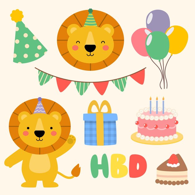 Elementos del tema del cumpleaños del león