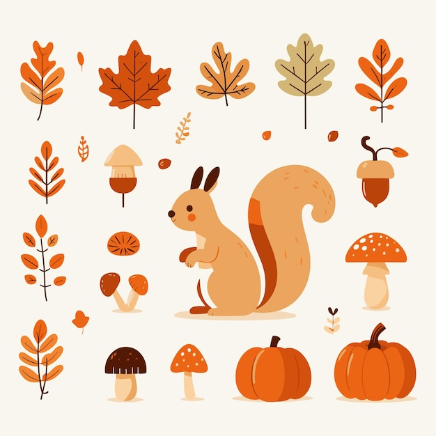 los elementos de la temporada de otoño se recogen en el vector