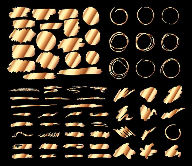 elementos de trazo de pincel dorado para diseños establecidos