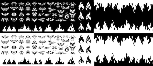 Elementos tribales modernos dibujados a mano para el cartel del tatuaje Set tribal neo