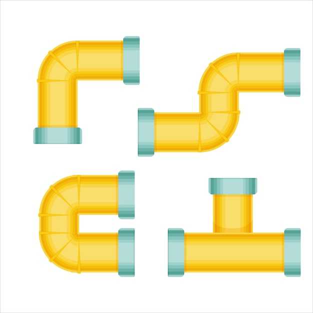 Elementos de tubería Diseñador de sistemas de tubería Ilustración vectorial de tuberías y tubos signo