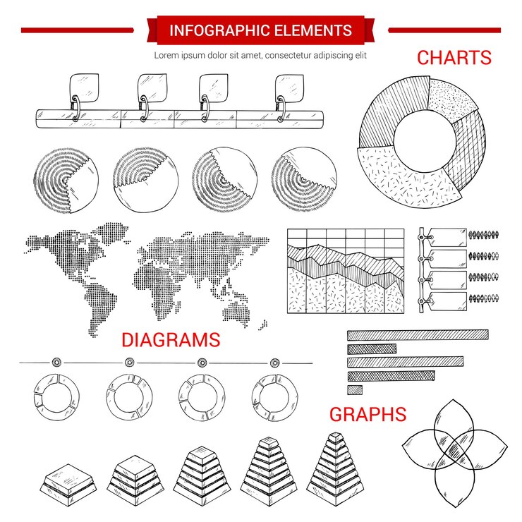 Vector elementos de vector de gráfico de gráfico de boceto de infografía