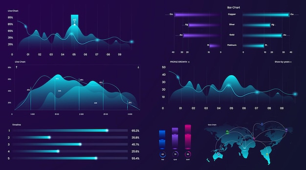 Vector elementos de vectores de negocios para infografías de visualización de datos y diseño de gráficos coloridos