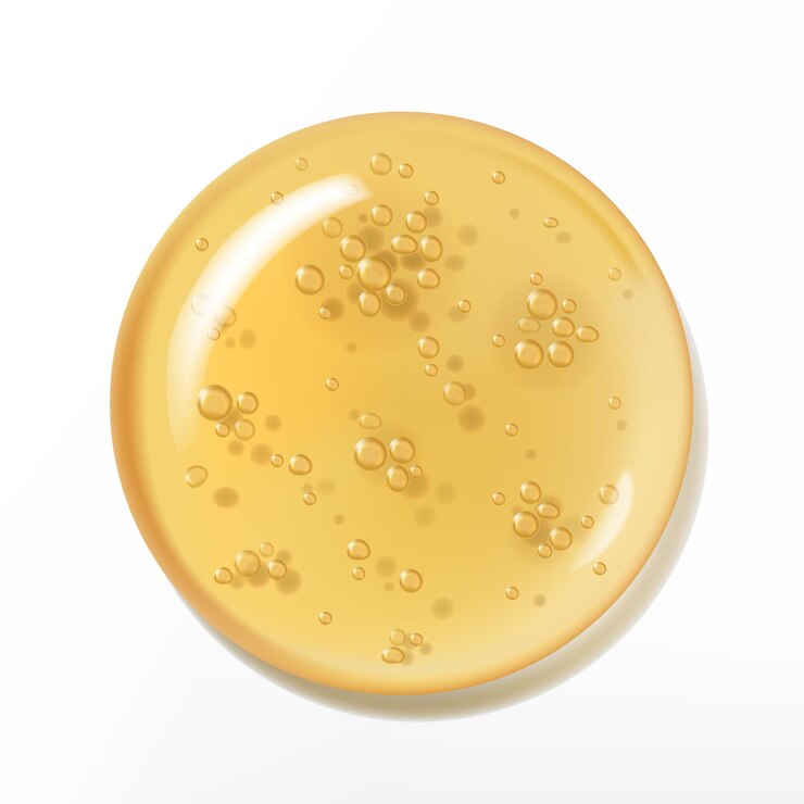 Elementos vectoriales Belleza y cosmética realistas Gel transparente de caléndula con ilustración 3D de burbujas para portada de libro de afiches o fondo publicitario