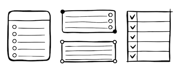Elementos vectoriales de Doodle bullet journal para diario de cuadernos y planificador de pancartas dibujadas a mano marcos