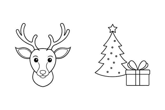 Elementos vectoriales de Navidad conjunto de ilustraciones de arte de línea