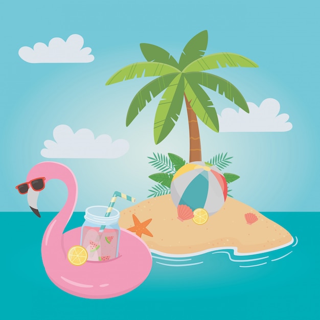 Elementos de verano y vacaciones