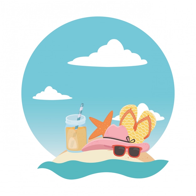 Elementos de verano y vacaciones