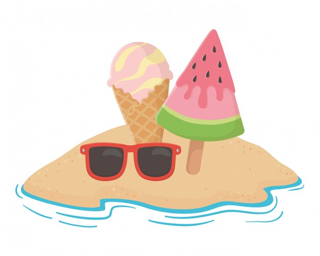 Elementos de verano y vacaciones