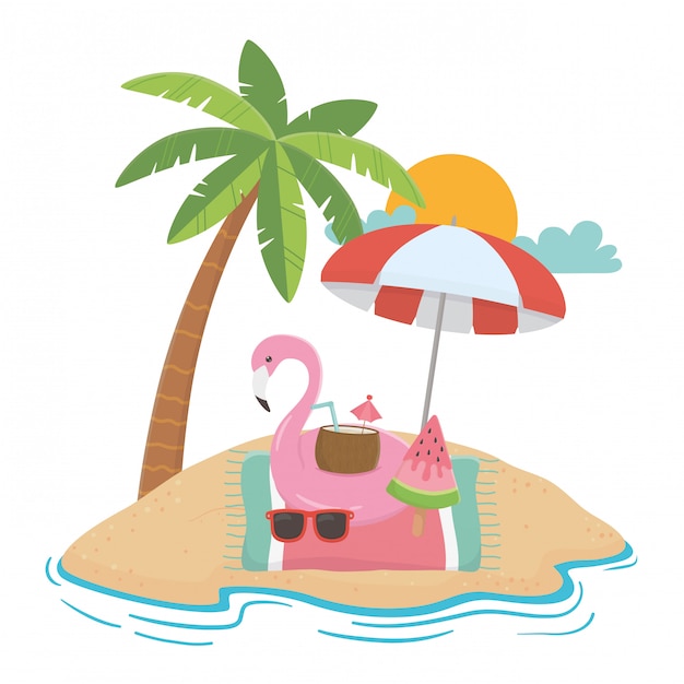 Elementos de verano y vacaciones