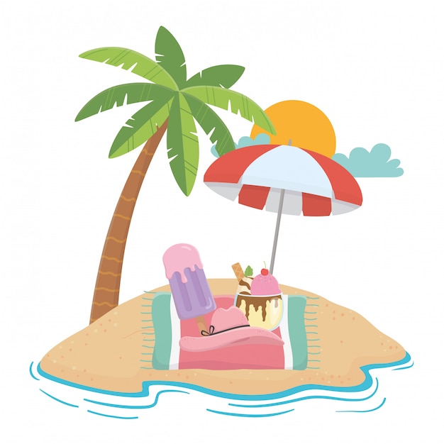 Elementos de verano y vacaciones