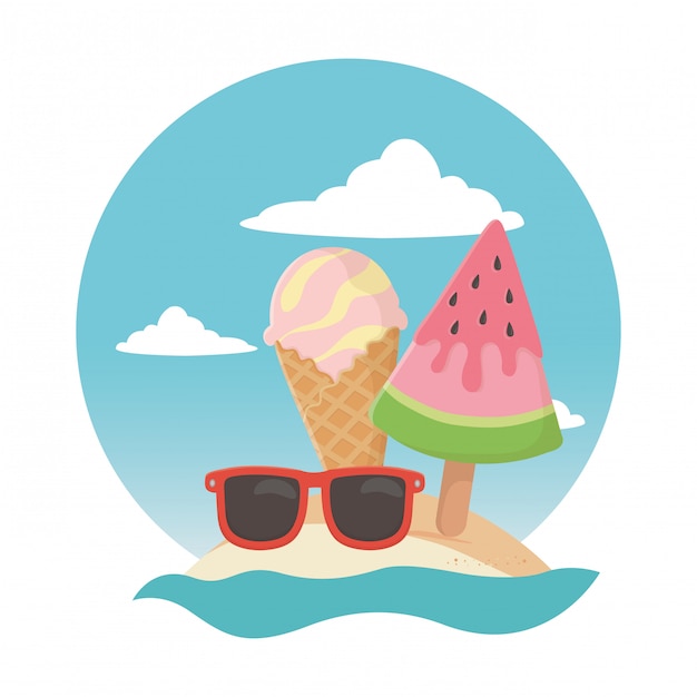 Elementos de verano y vacaciones