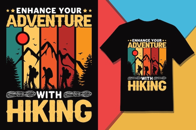 Eleve su aventura con el diseño de camisetas de senderismo gráfico vectorial