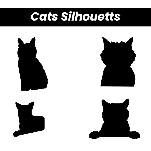Eleve sus diseños con cautivadoras siluetas vectoriales de gatos