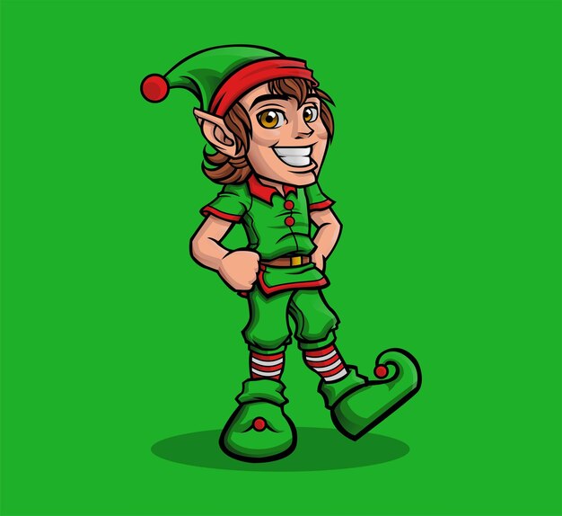 Elfo colorido en verde sonriendo