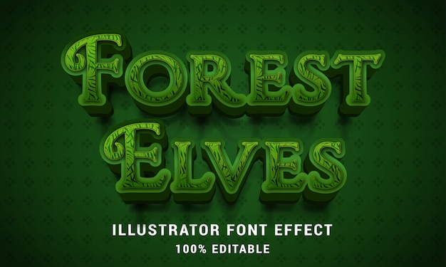 Elfos del bosque 3d - efecto de texto editable fácil