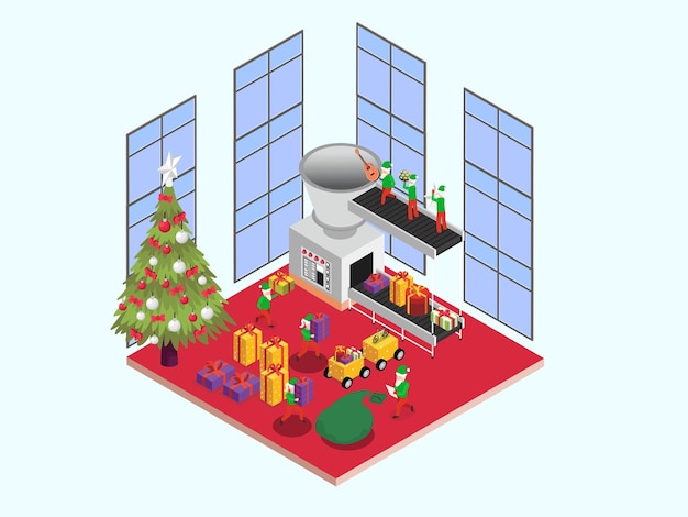Los elfos hacen regalos de Navidad y Año Nuevo.