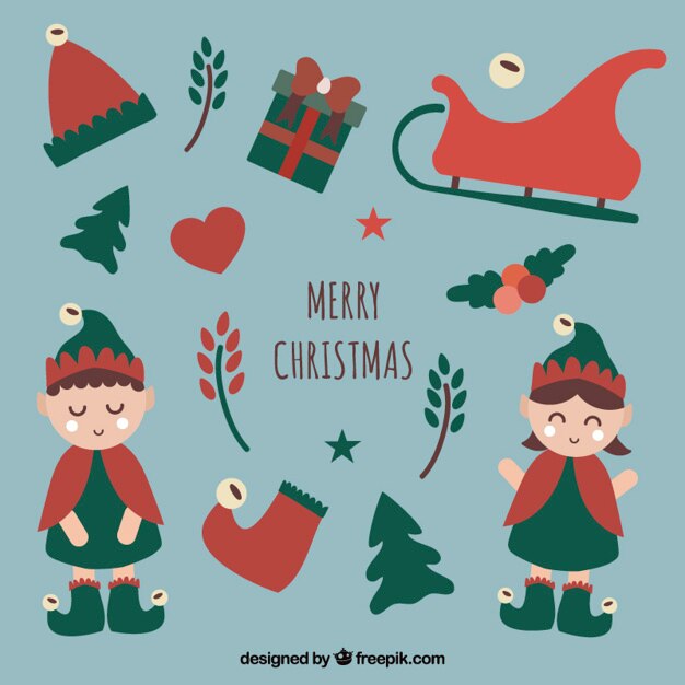 Vector elfos lindos de navidad